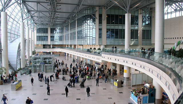 Пассажиры в аэропорту Домодедово.