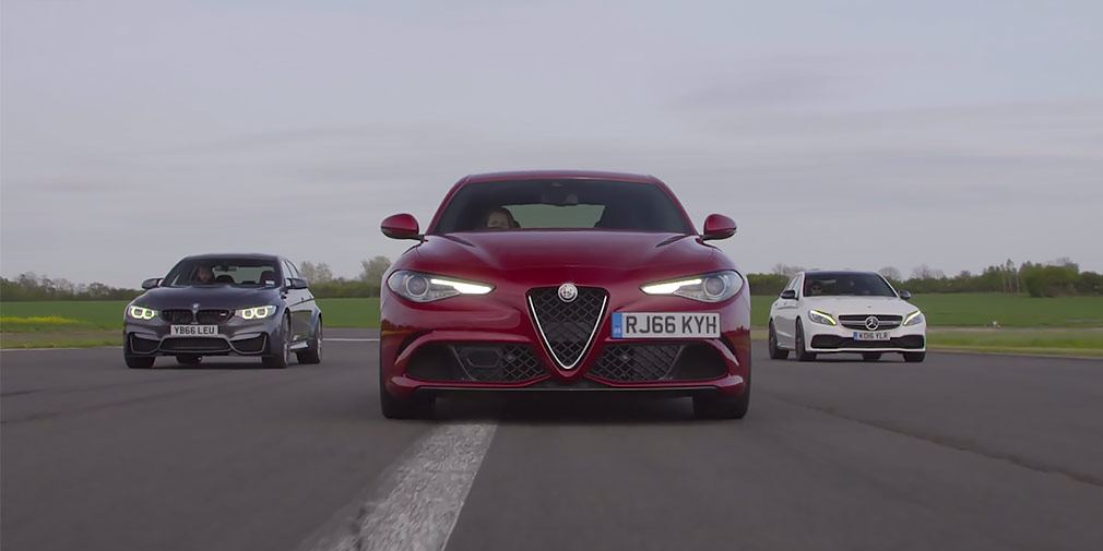 Alfa Romeo Giulia, BMW M3 и Mercedes C63 S сравнили в разгоне до 240 км/ч