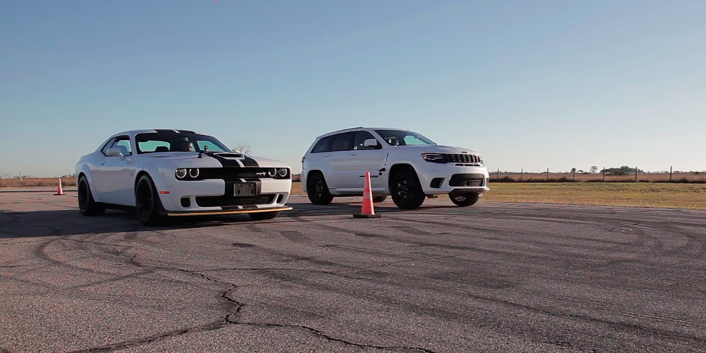 Jeep Grand Cherokee Trackhawk сразился в дрэге с Dodge Challenger