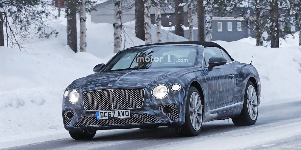 Кабриолет Bentley Continental GT испытали в зимних условиях