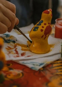 Роспись дымковской птички