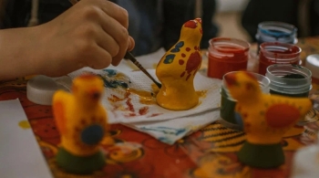 Роспись дымковской птички