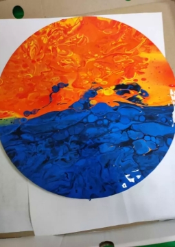 Создание интерьерной картины в стиле FluidArt на холсте