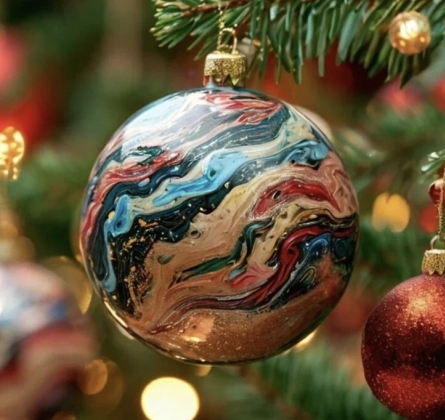 Флюид-арт. Новогодние шары