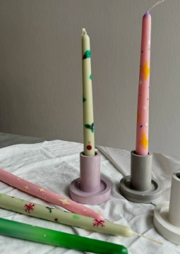 Роспись столовой свечи и изготовление подсвечника