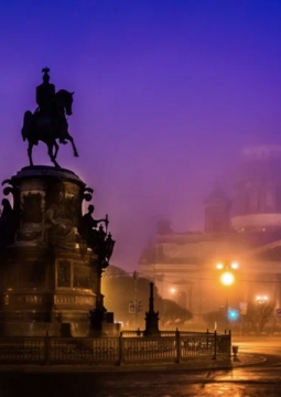 На автобусе по вечернему Петербургу